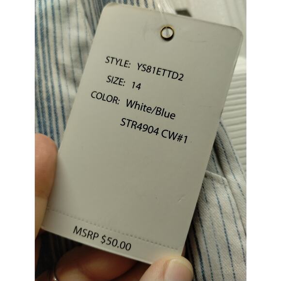 Zac & Rachel Women's Size 14 Blue & White Striped Stretch Comfort Pull-On Skort - Picture 7 of 7